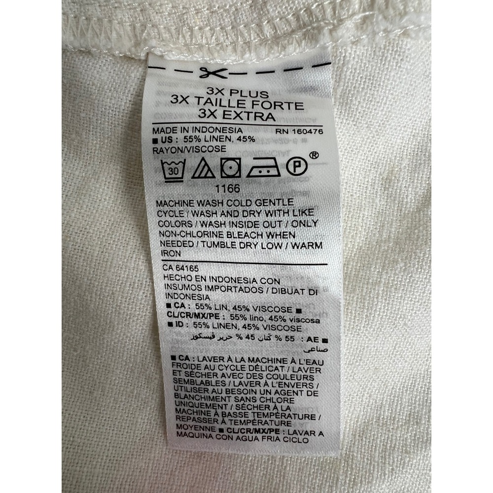 Old Navy 3X Linen Blend Button Front Dress Ivory Short Sleeve Romantic Prairie - Picture 7 of 7